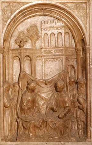 King Solomon receives his mother. (Kings 2, 19-20)