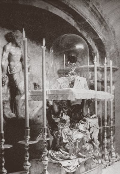 The Holy Chalice exposed in the Chapel of the Resurrection.